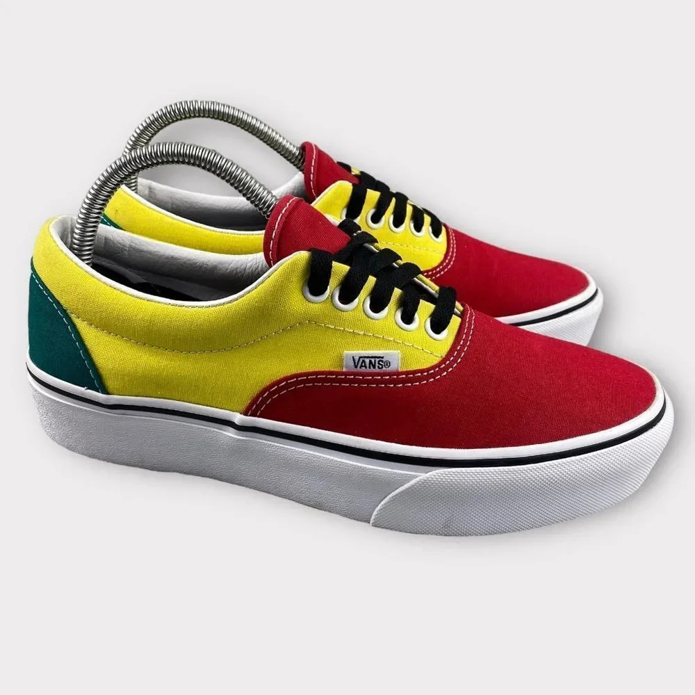 Vans era platform Shoe Tri Block Green Red Yellow Unisex Sneaker Women 9 Men 7.5